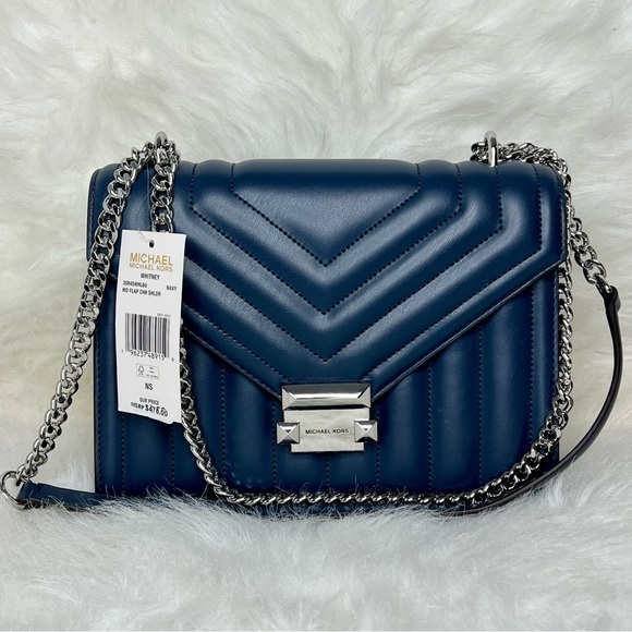 Michael Kors Whitney Medium Quilted Shoulder Bag Crossbody in Navy - Picture 2 of 10